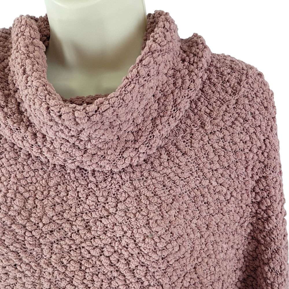 Hippie Rose Plush Cowl Poncho Sweater - Dusty Rose - Picture 4 of 9